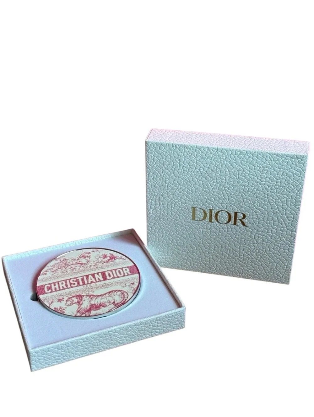 NWT Christian Dior Beauty Compact Mirror Limited Edition Pink White Tiger Motif